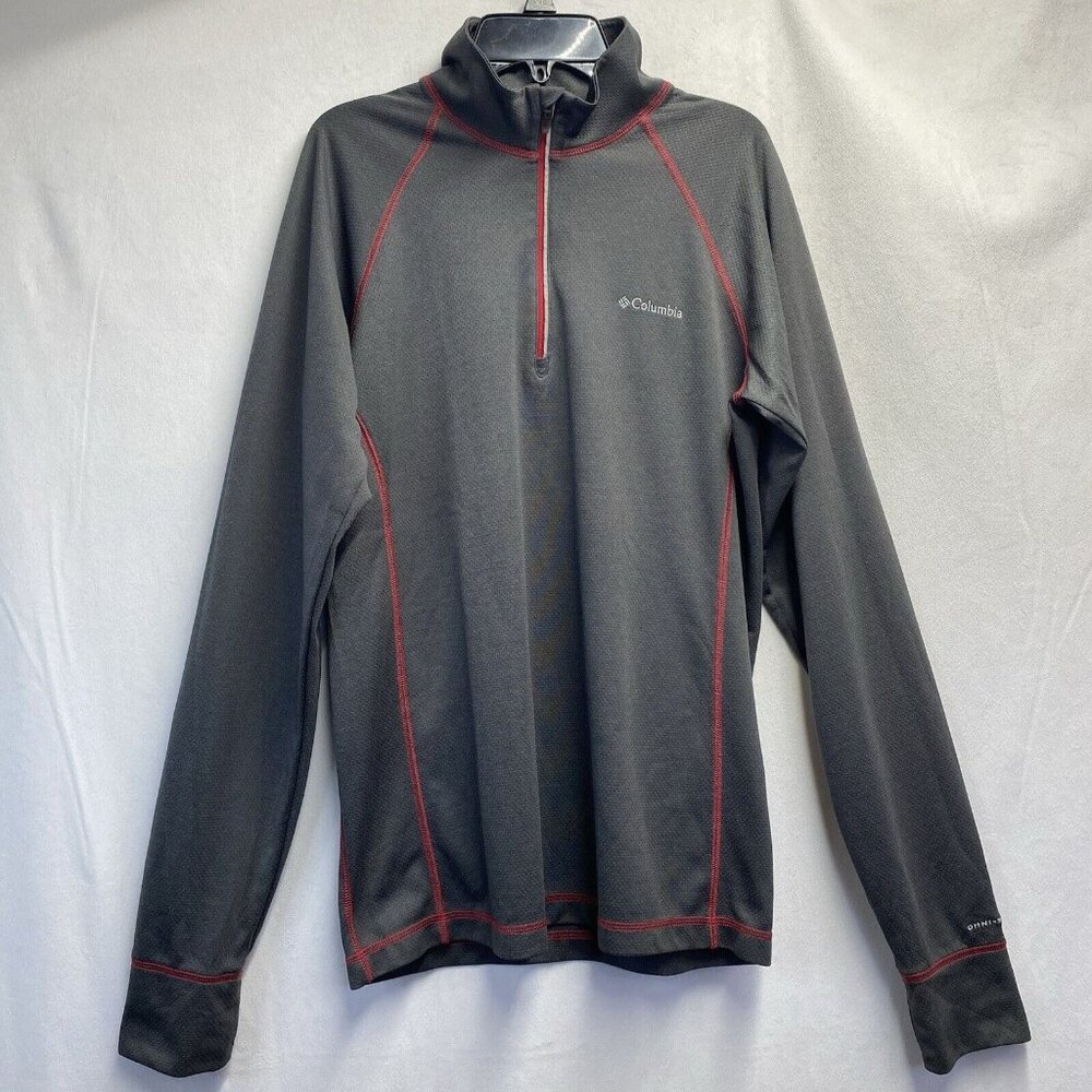 Columbia Omni-Shade Thumbhole Mock Neck 1/4 Zip Long Sleeve Shirt Men Small Gray